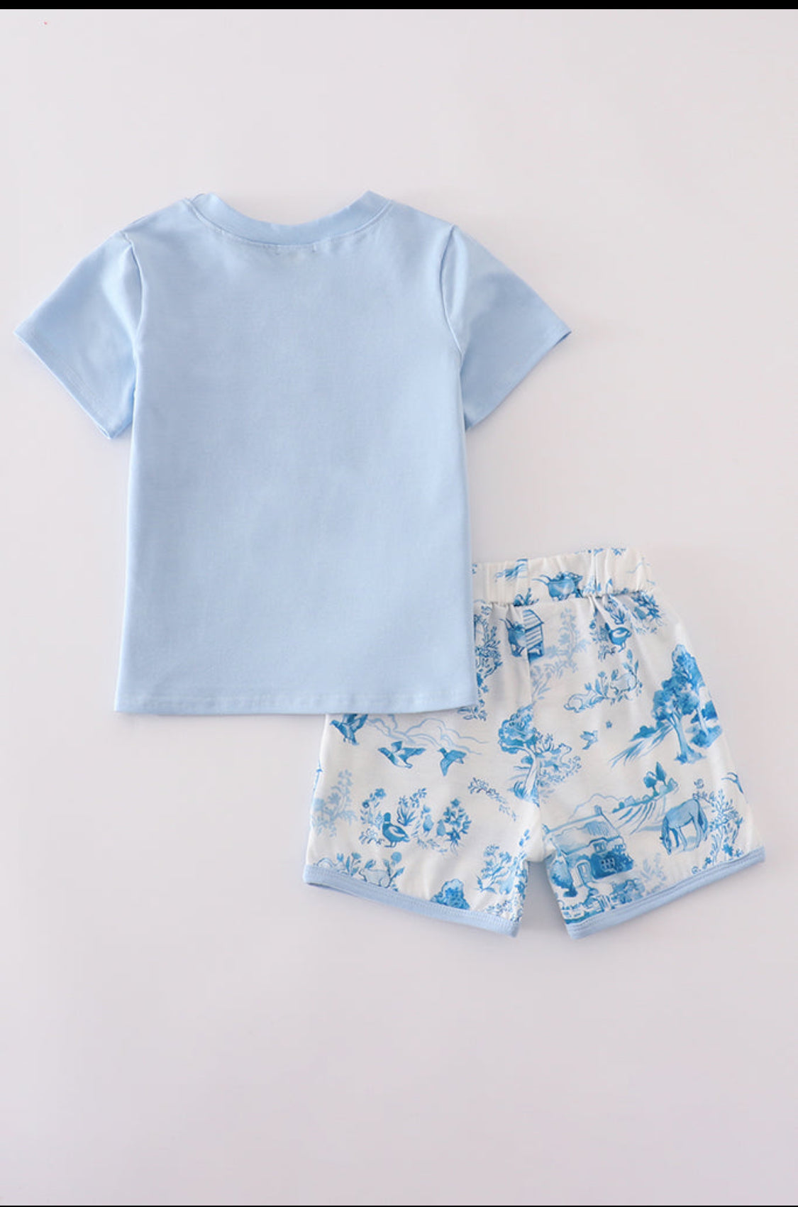 Blue Farm Print Boy’s Short Set