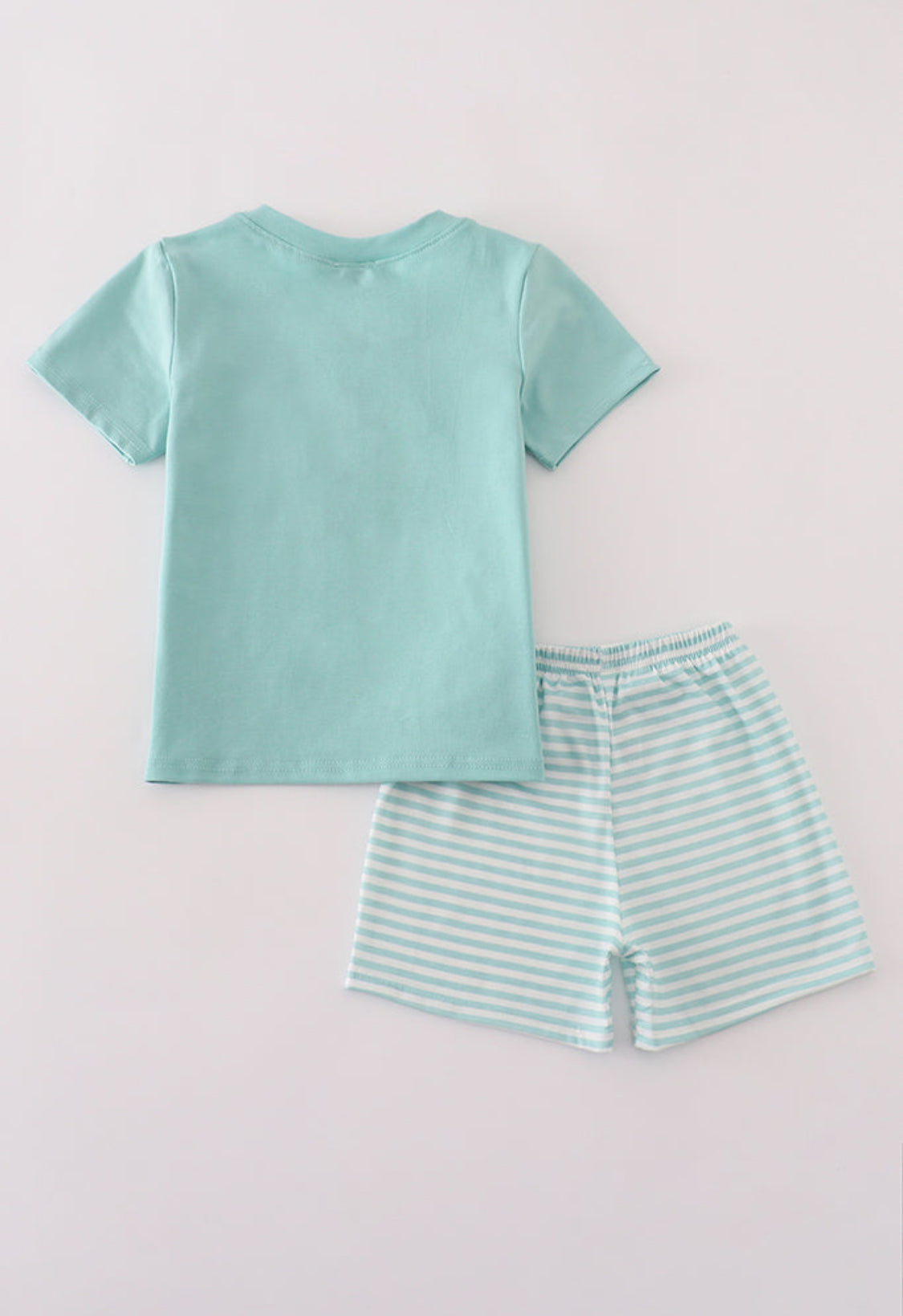 Green Stripe Puppy Hunting Embroidery Boy’s Short Set