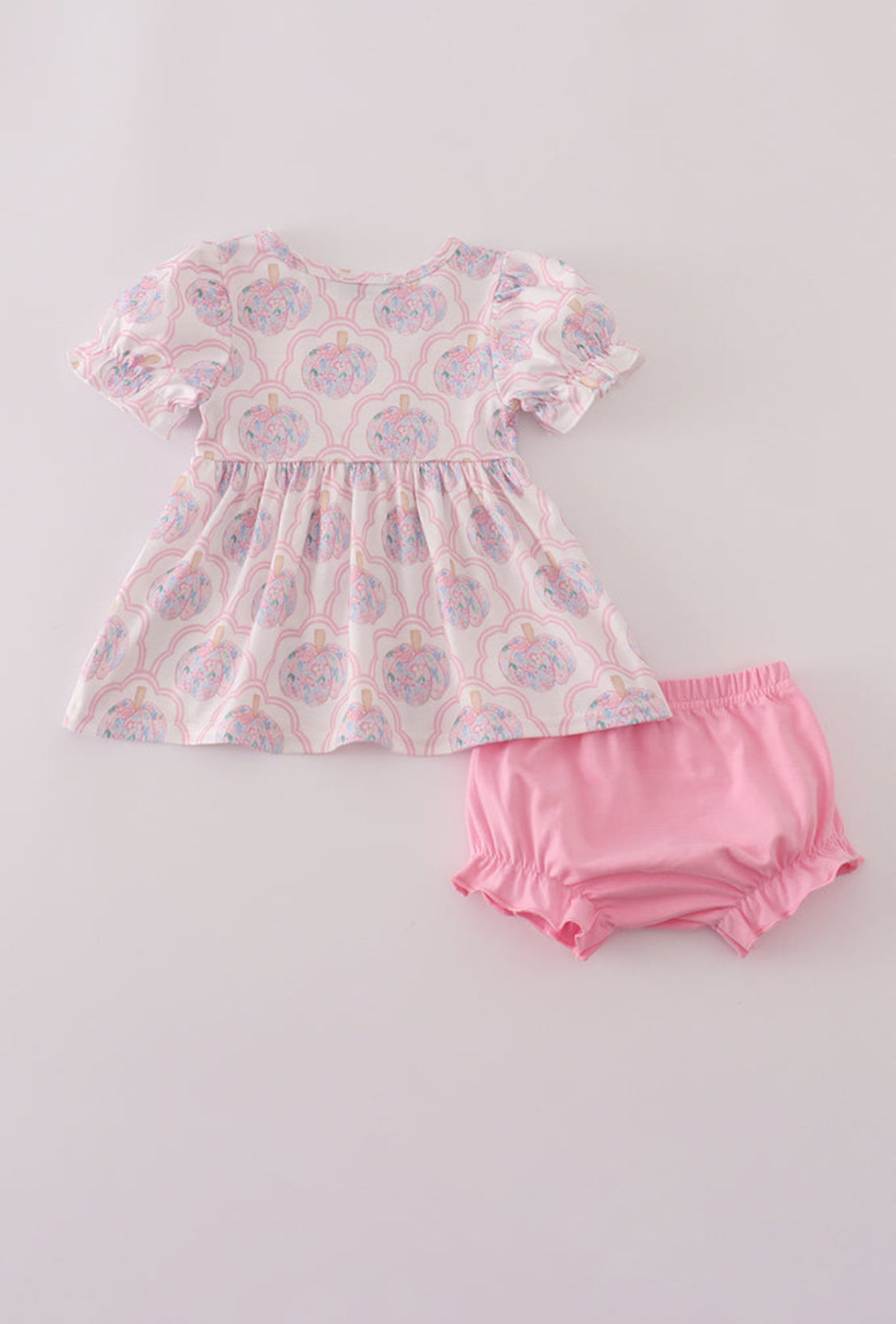 Pink Pumpkin Embroidery Girl’s Bloomer Set
