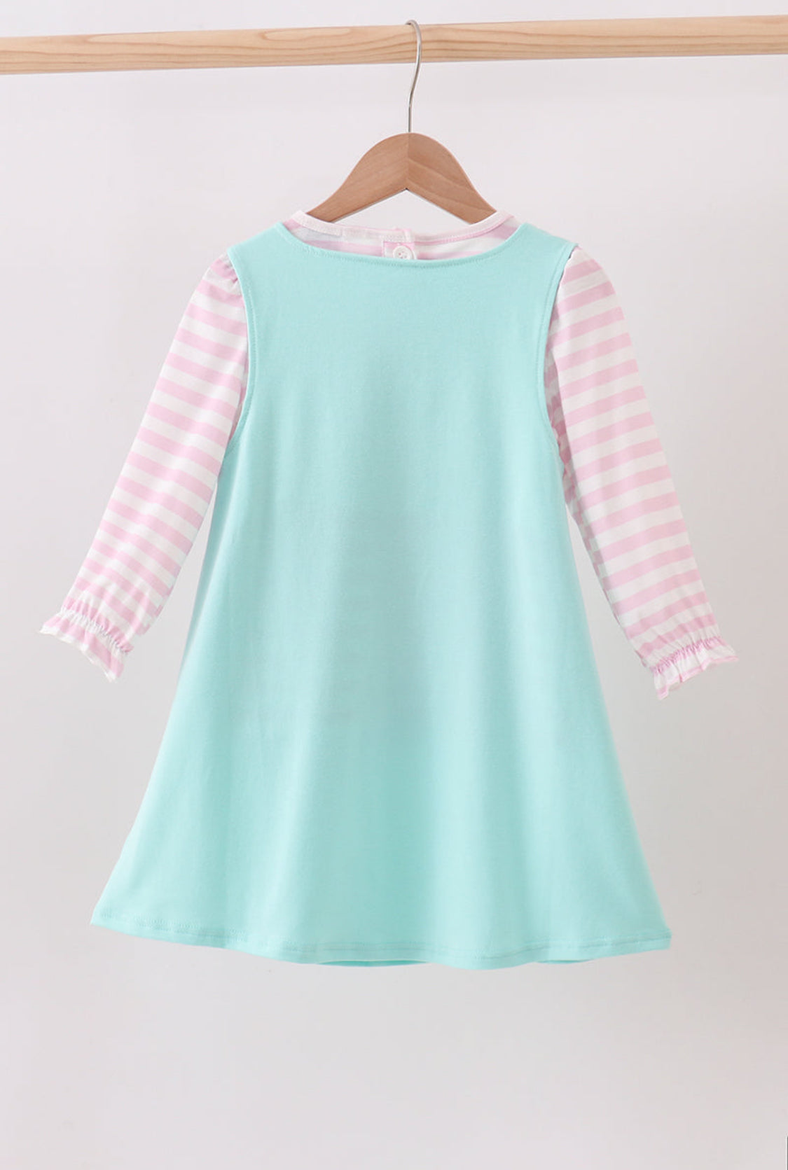 Blue Gingerbread Appliqué Ruffle Dress