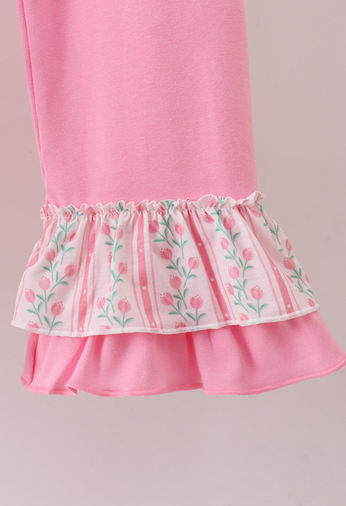 Floral Tulip Smocked Ruffle Girl’s Pants Set