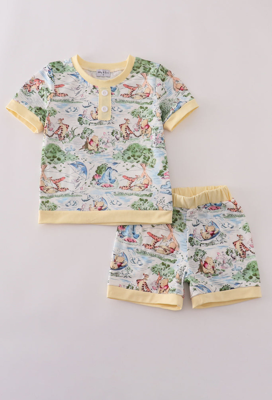 Yellow Character Print Boy’s Short Set