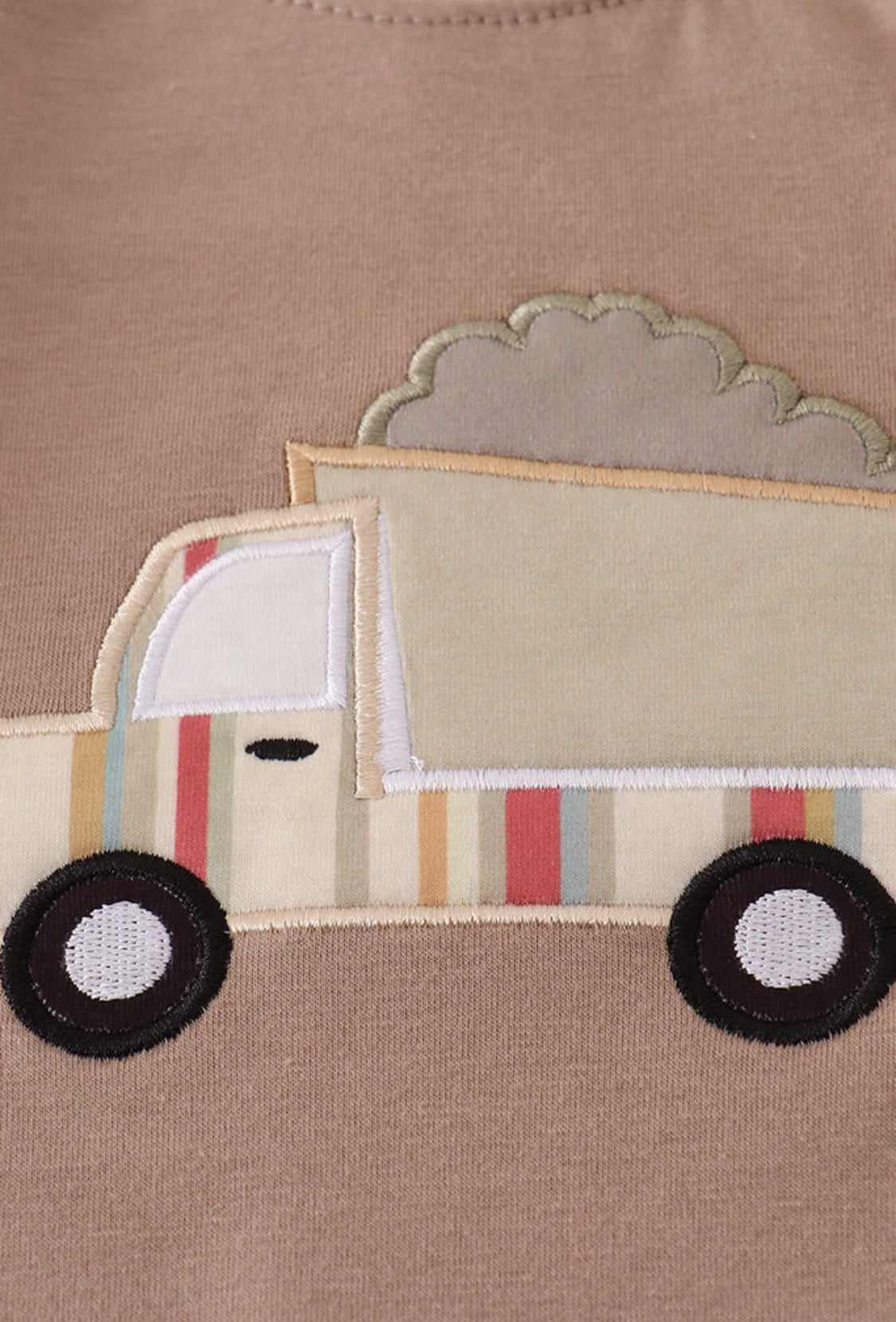 Khaki Vehicle Applique Boy’s Romper