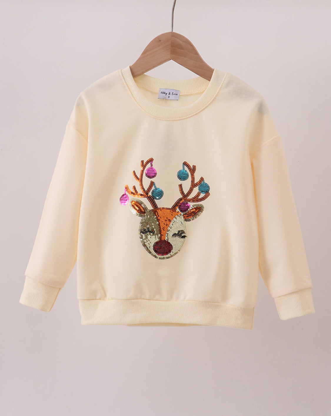 MOMMY & ME!!!  Beige Reindeer Sequin Sweatshirts