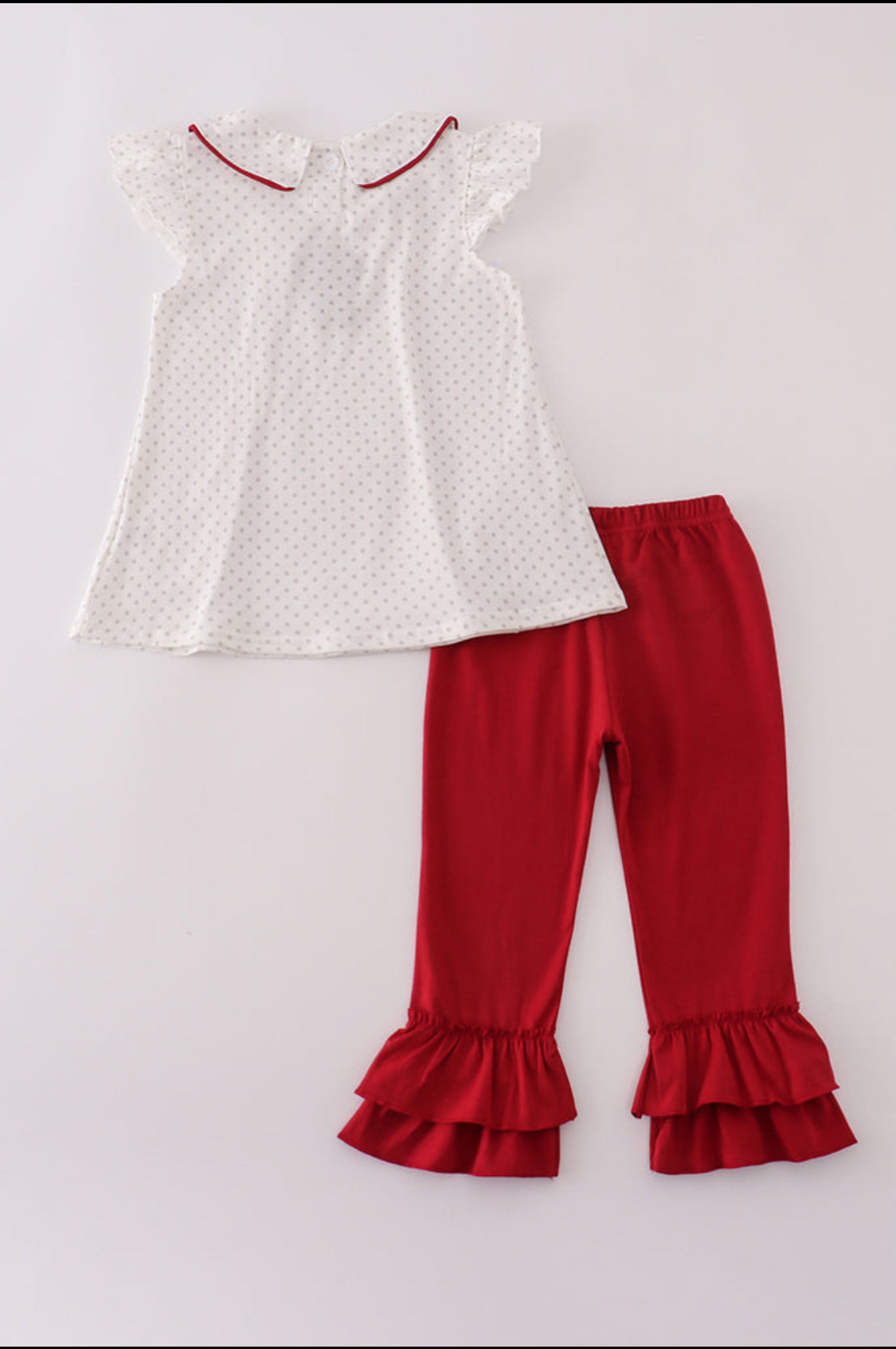 Alabama Polka Dot Elephant French Knot Ruffle Girl’s Pants Set