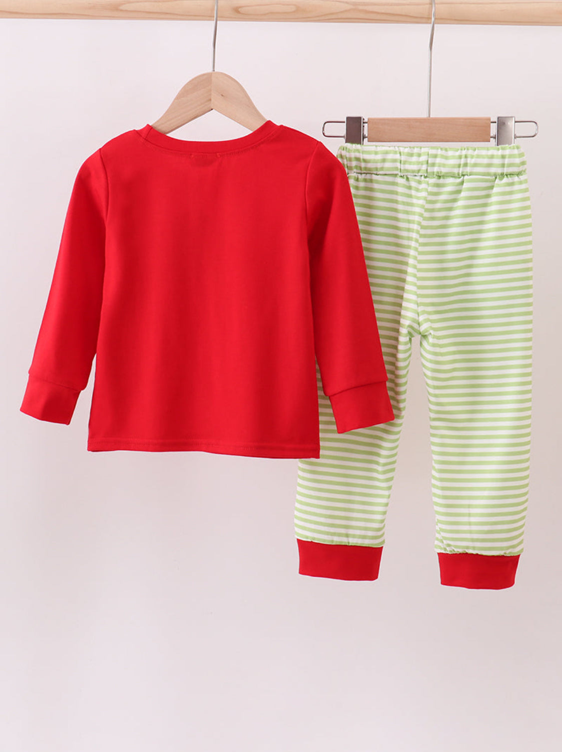 Red Christmas Tree Embroidery Boy’s Pants Set
