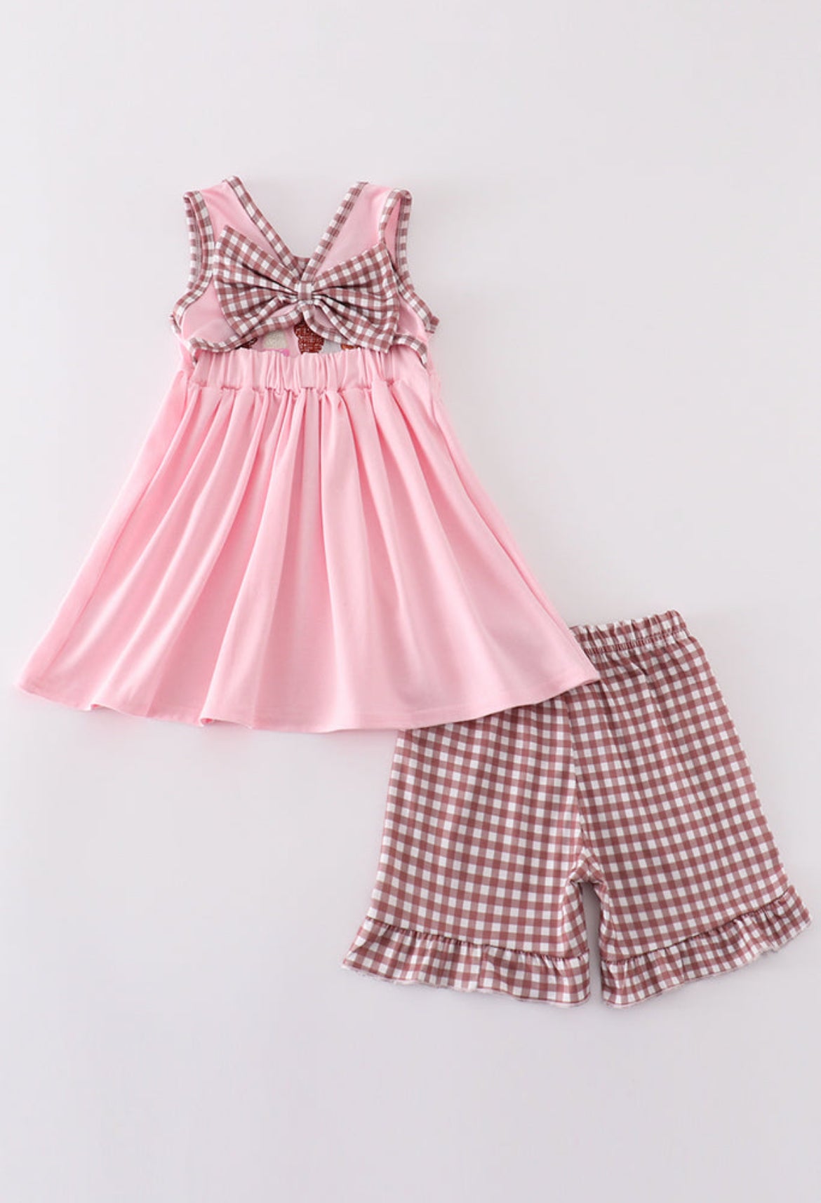 Girl’s Pink Character Ice CreamFrench Knot Shorts Set