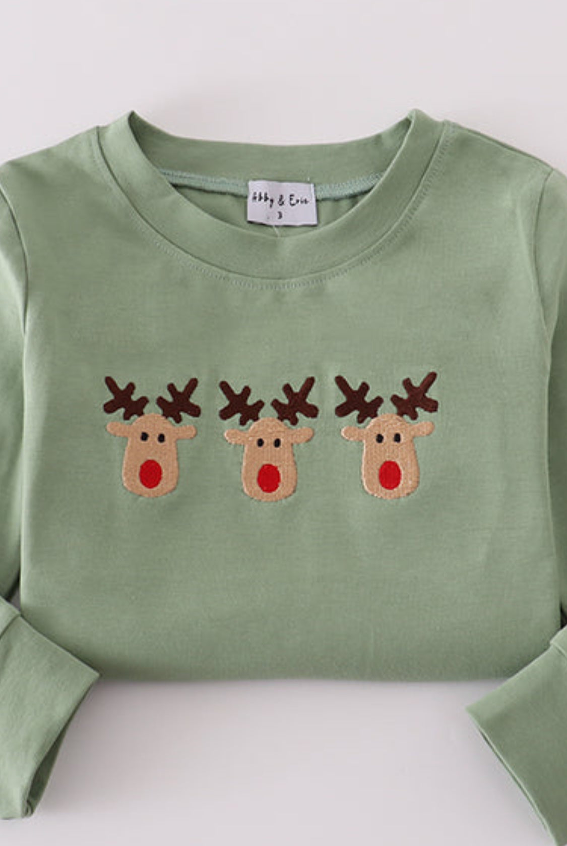 Green Reindeer Embroidery Boy’s Top
