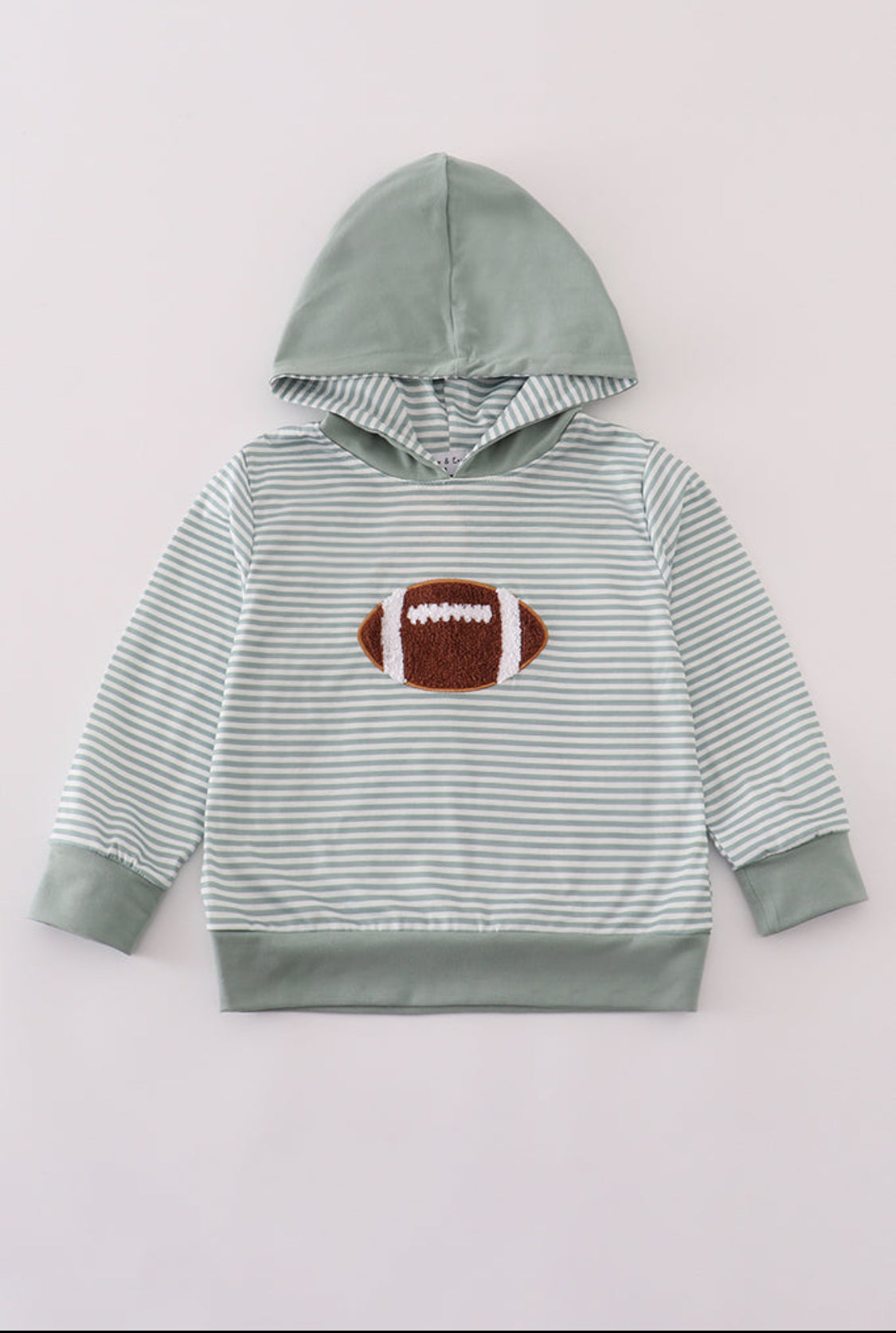 Sage Stripe Football French Knot Boy’s Hoodie