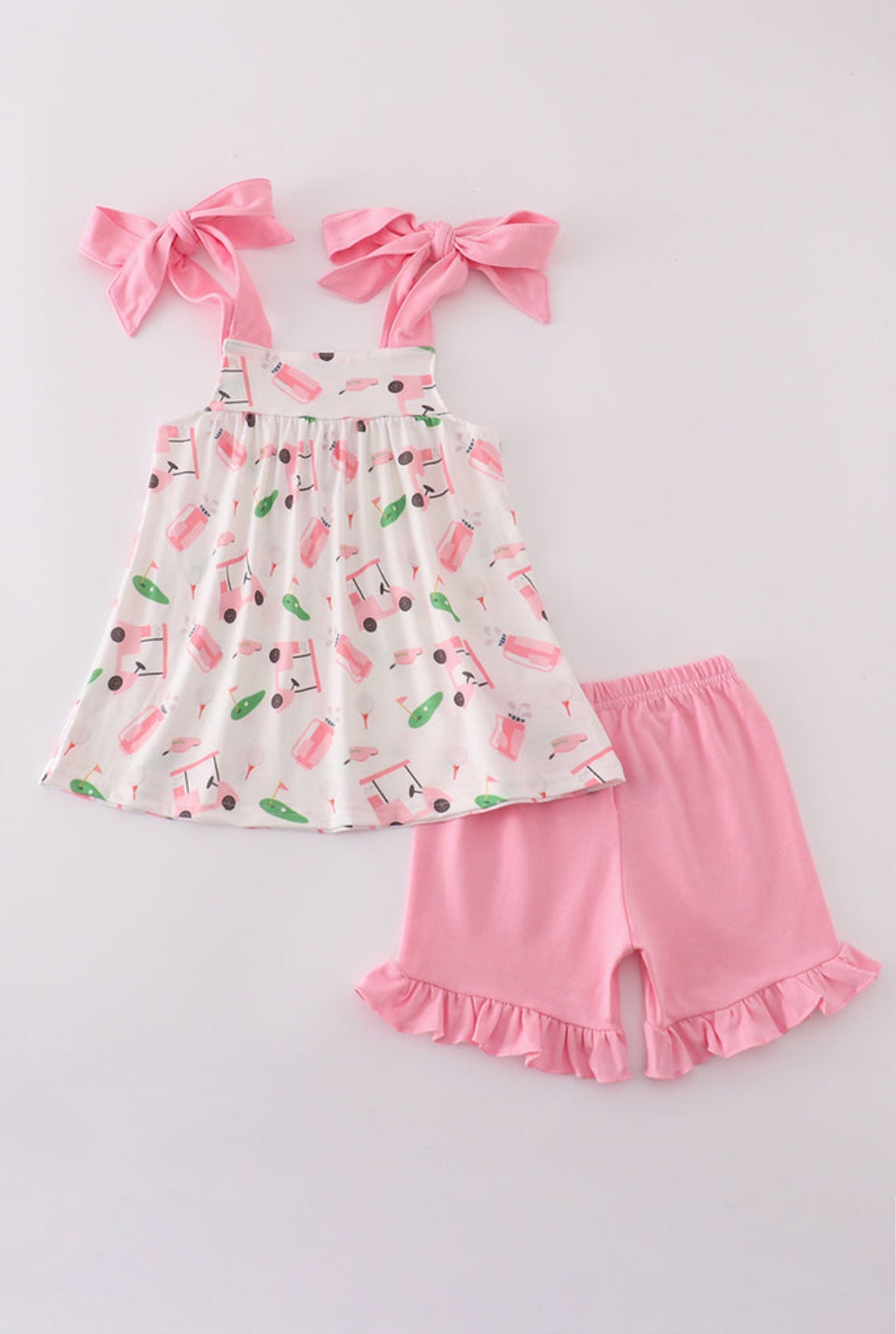 Pink Golf Print Girl’s Short Set