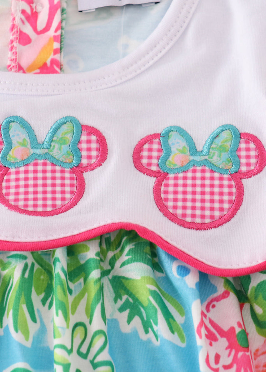Green Floral Character Appliqué Dress