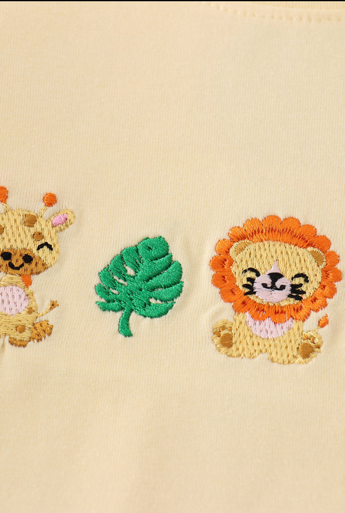 Yellow Stripe Animal Embroidery Boy’s Short Set
