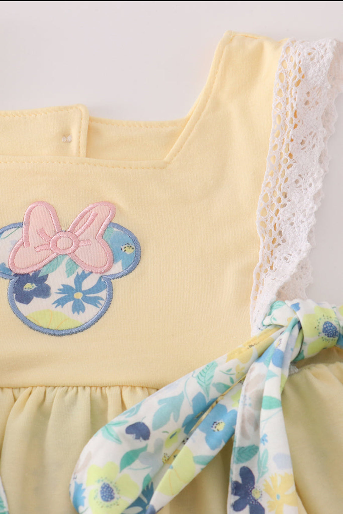 Yellow Floral Character Appliqué Girl’s Short Set