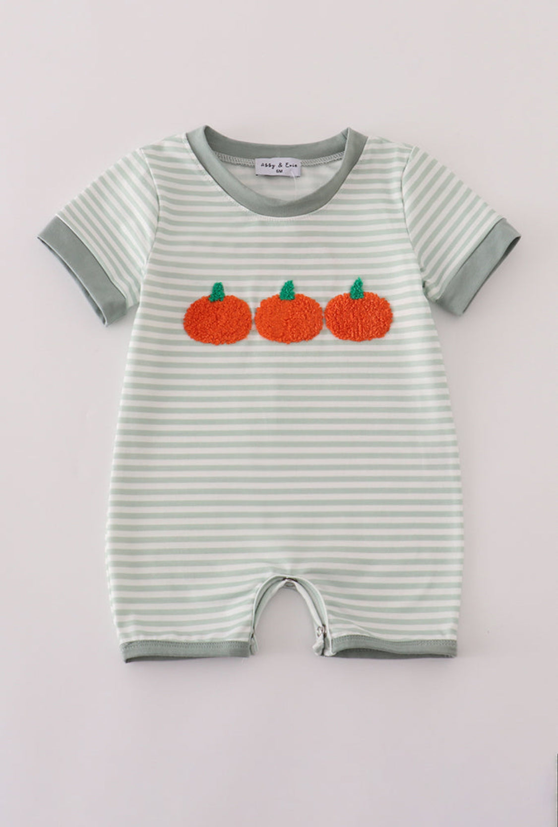 Sage Stripe French Knot Boy’s Romper
