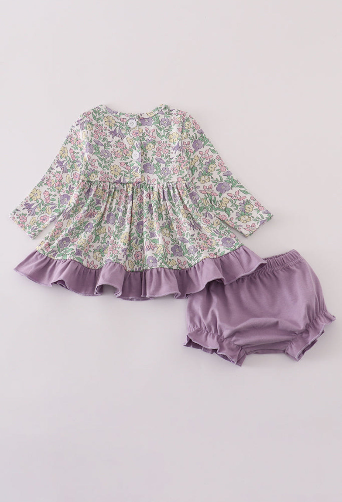 Purple Floral Print Ruffle Girl’s Bloomer Set
