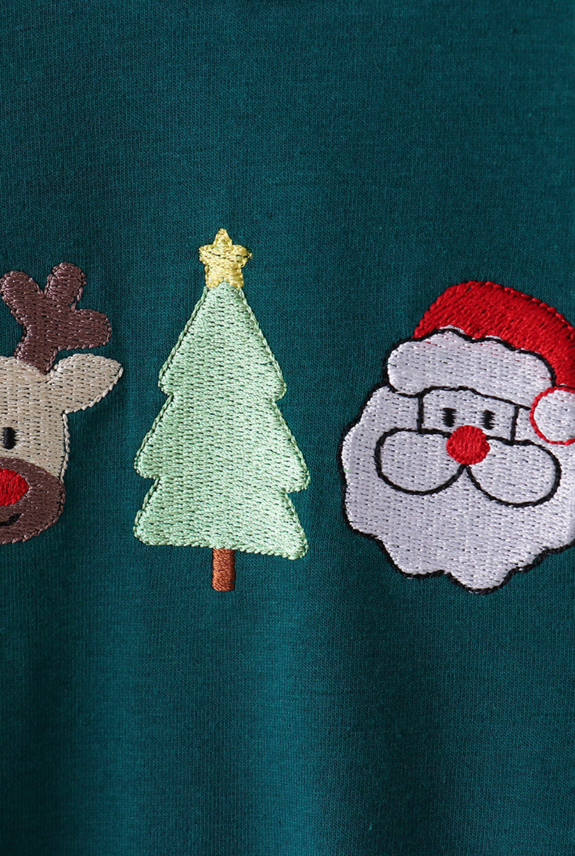 Green Christmas Santa Claus Embroidery Boy’s Pants Sets