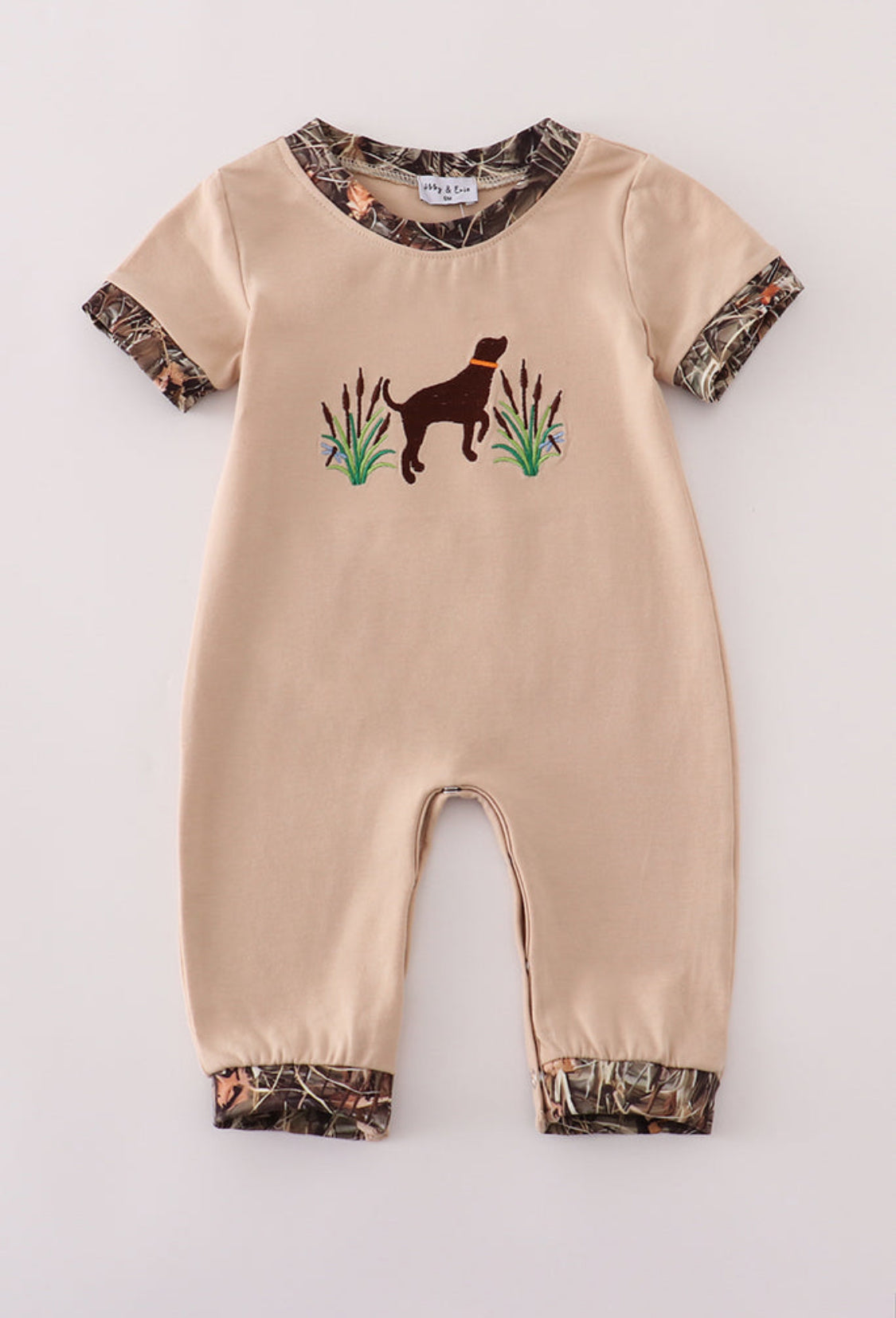 Camouflage Hound Embroidery Boy’s Romper