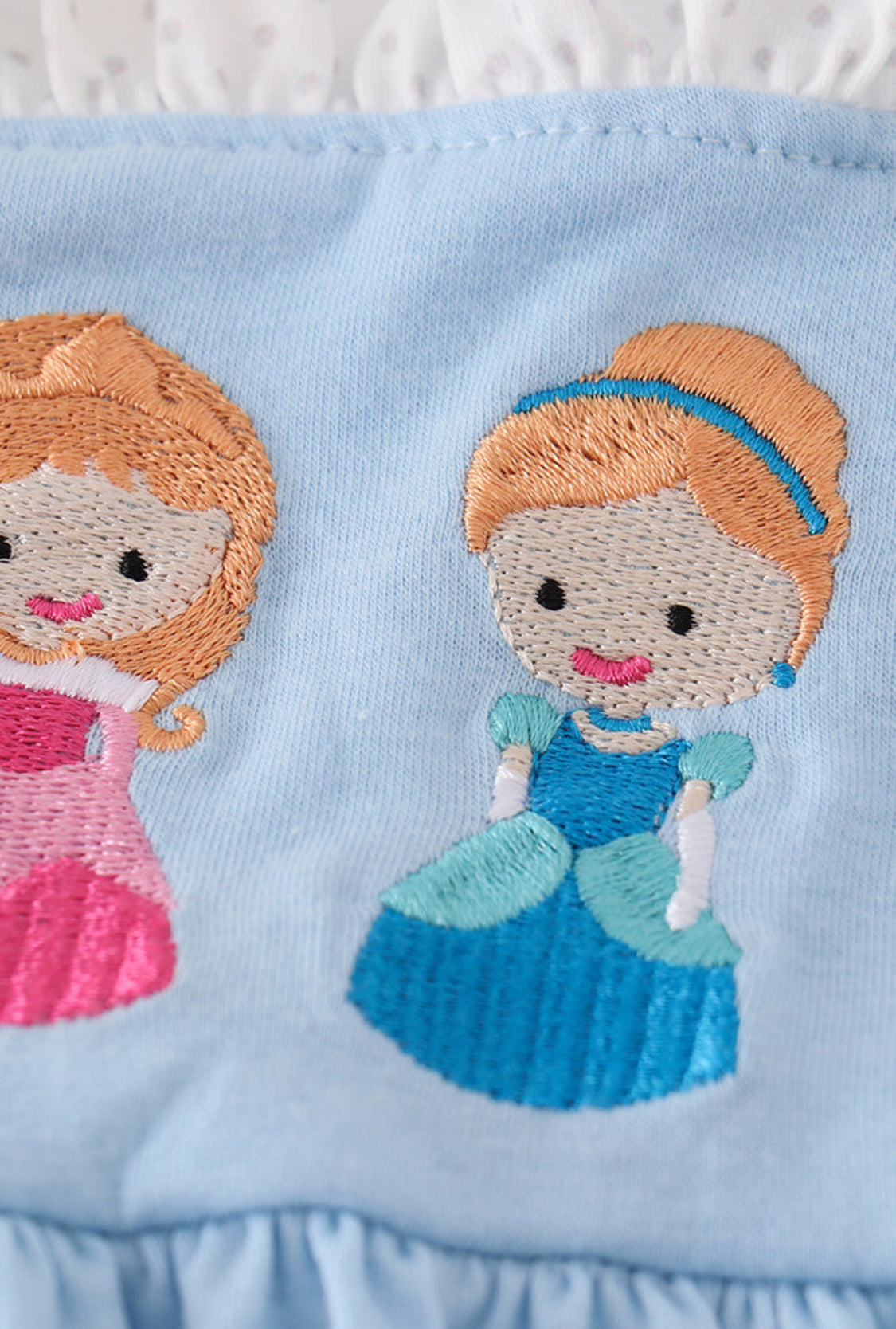 Blue Princess embroidery Ruffle Girl’s Short Set