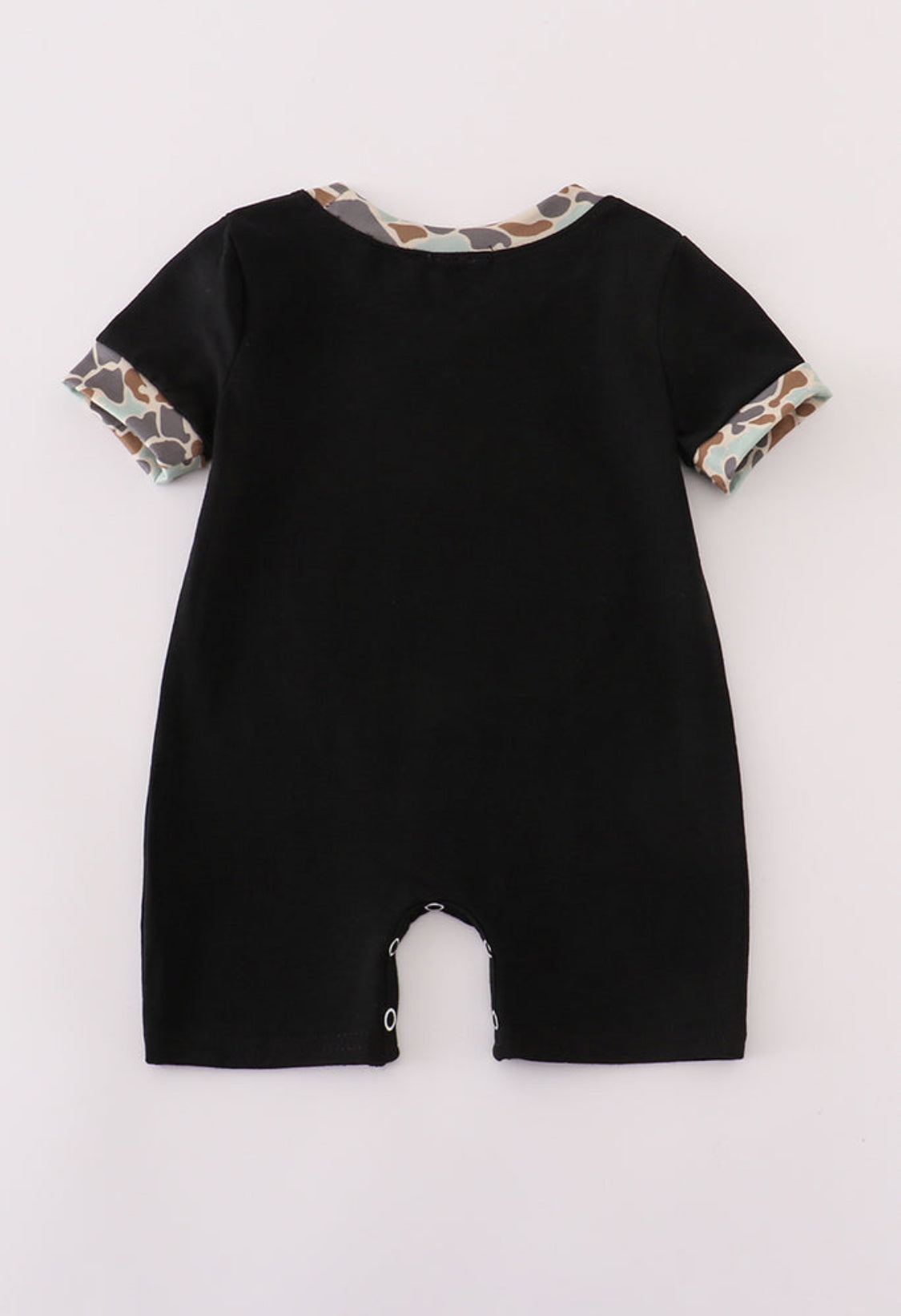 Black Camouflage Pumpkin Appliqué Boy’s Romper