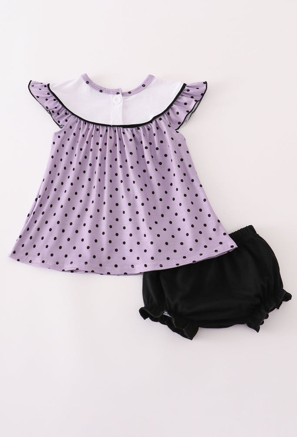 Purple Halloween Dot Witch Embroidery Bloomer Set