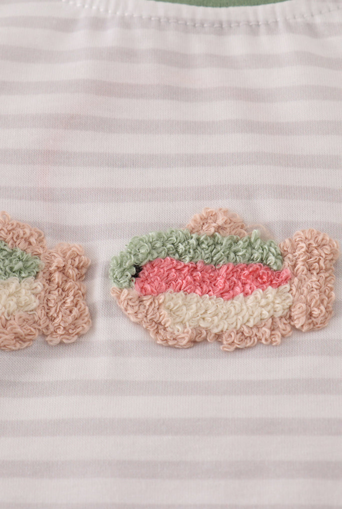 Sage Fish French Knot Stripe Boy’s Bubble