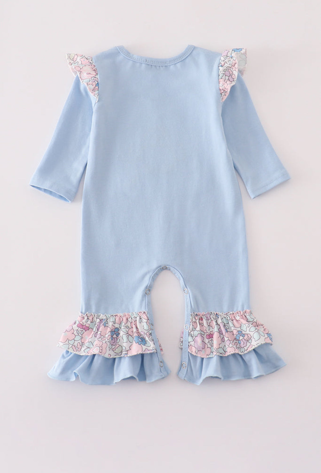 Blue Turkey Appliqué Ruffle Girl’s Romper
