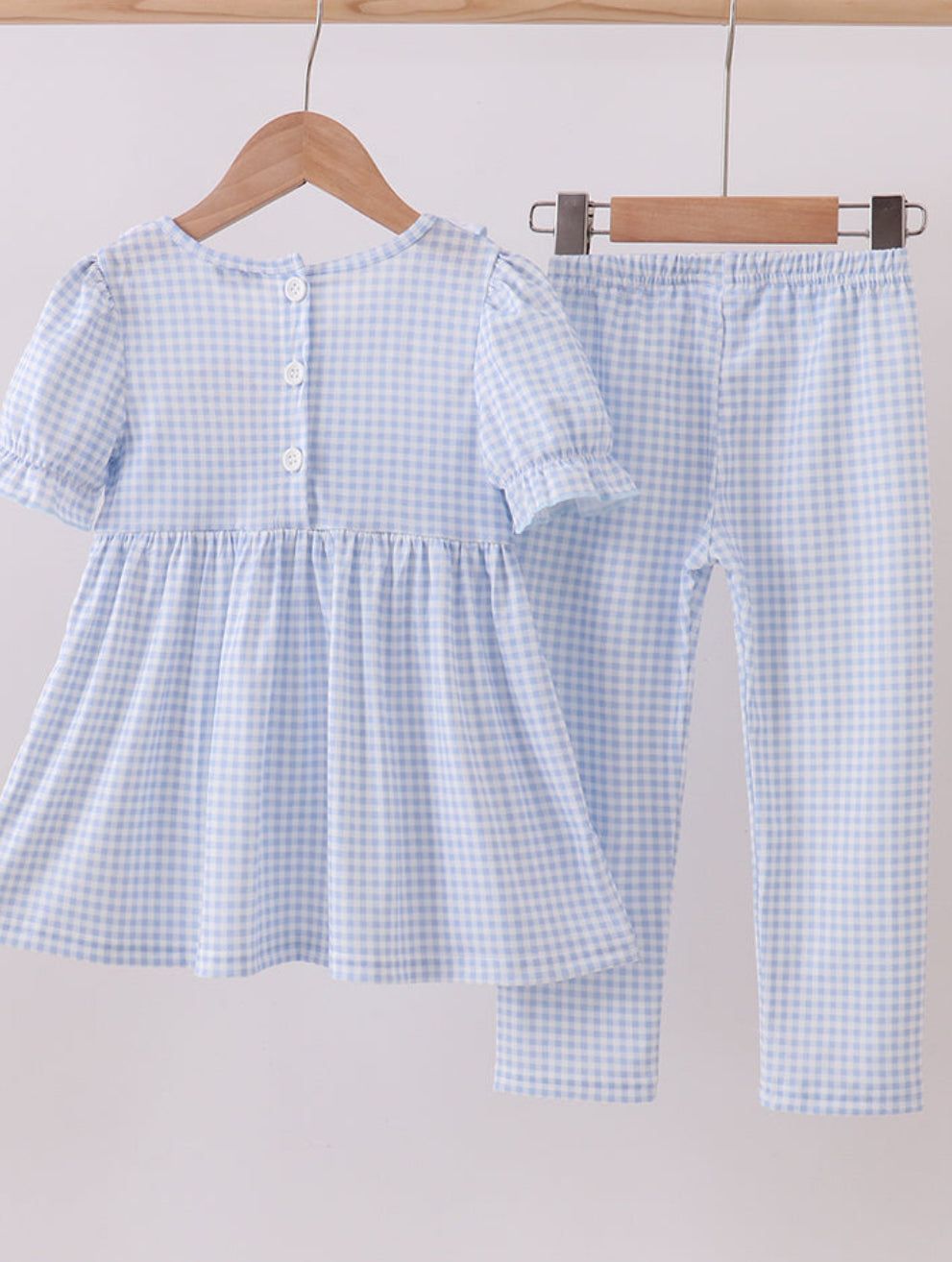 Blue Nativity Embroidery Girl’s Pants Set