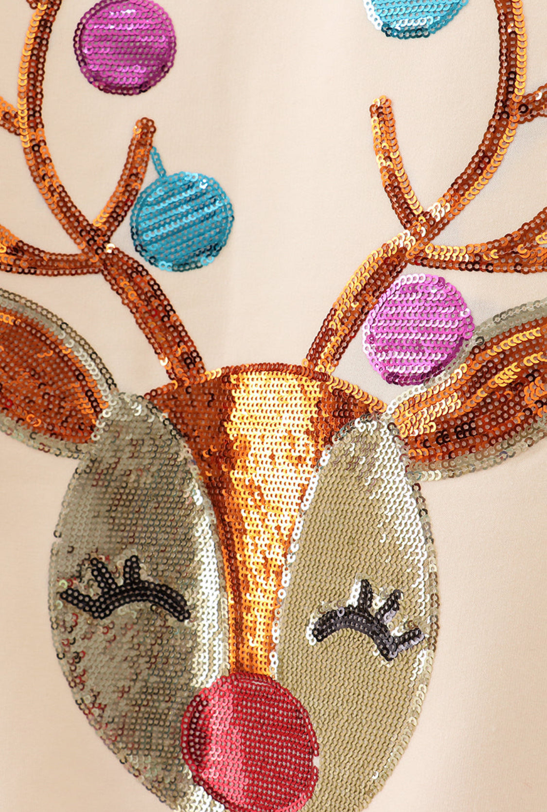 MOMMY & ME!!!  Beige Reindeer Sequin Sweatshirts