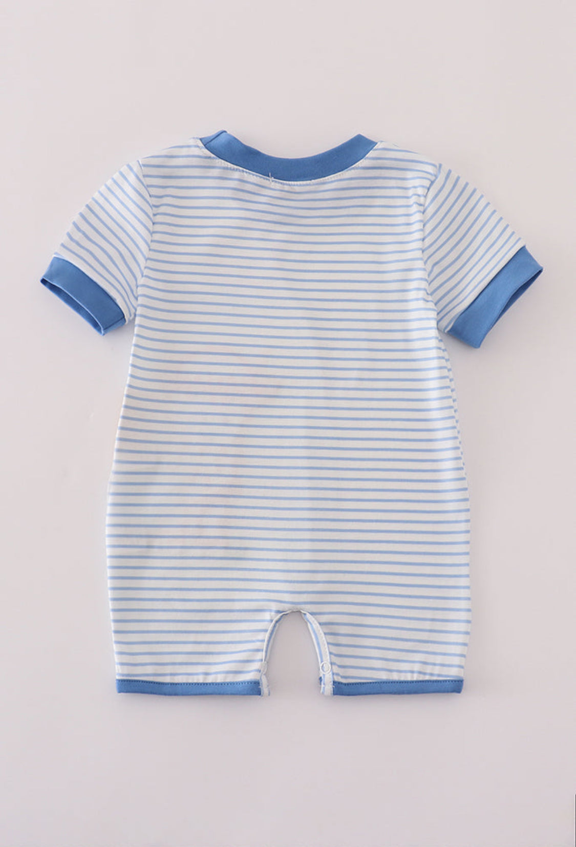 Blue Stripe Buffalo Appliqué Boy’s Romper