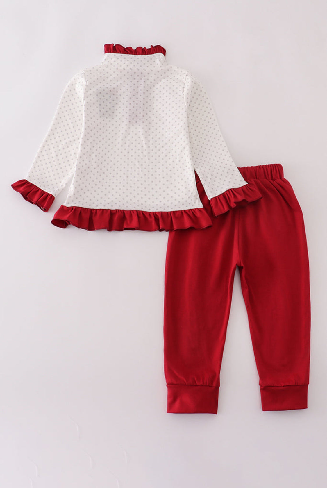 Alabama Polka Dot Elephant French Knot Ruffle Girl’s Pants Set
