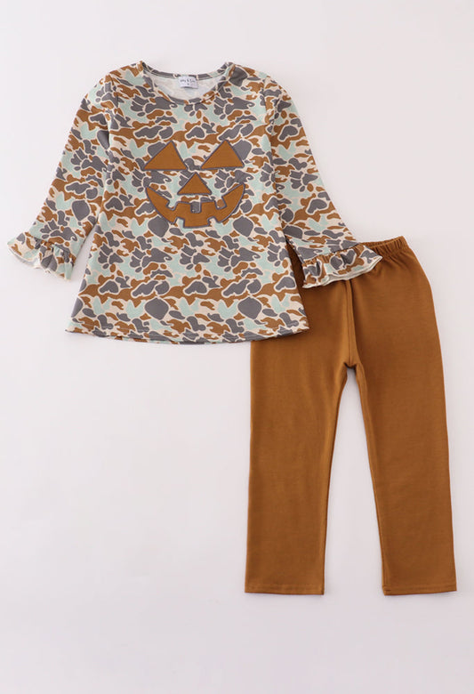 Halloween Camouflage Appliqué Girl’s Pants Set