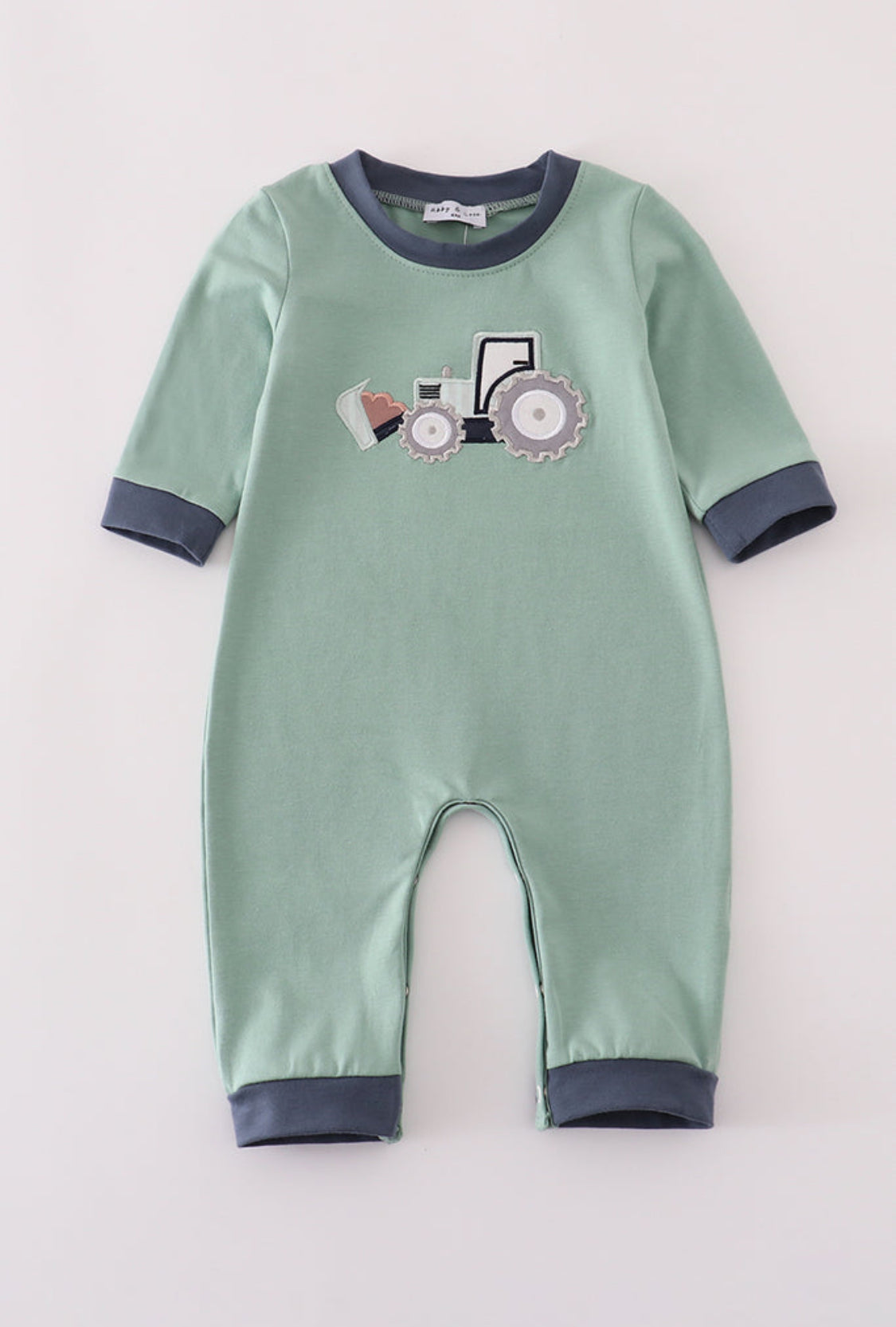Blue Excavator Appliqué Boy’s Romper