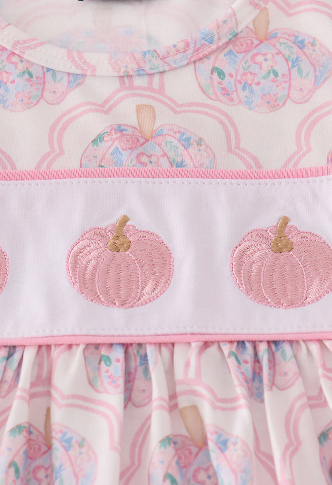 Pink Pumpkin Embroidery Girl’s Bloomer Set