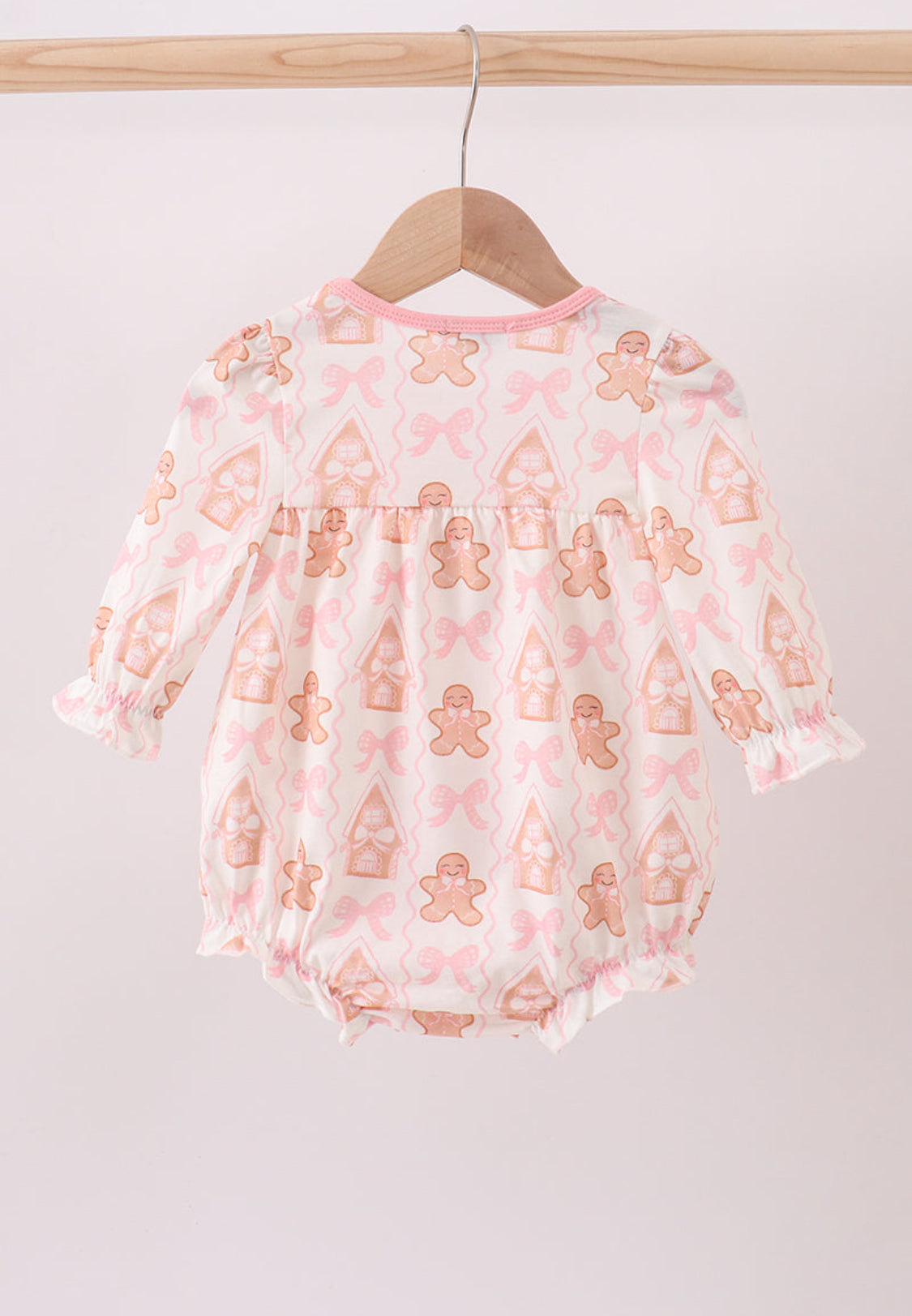 Pink Gingerbread Embroidery Ruffle Girl’s Bubble