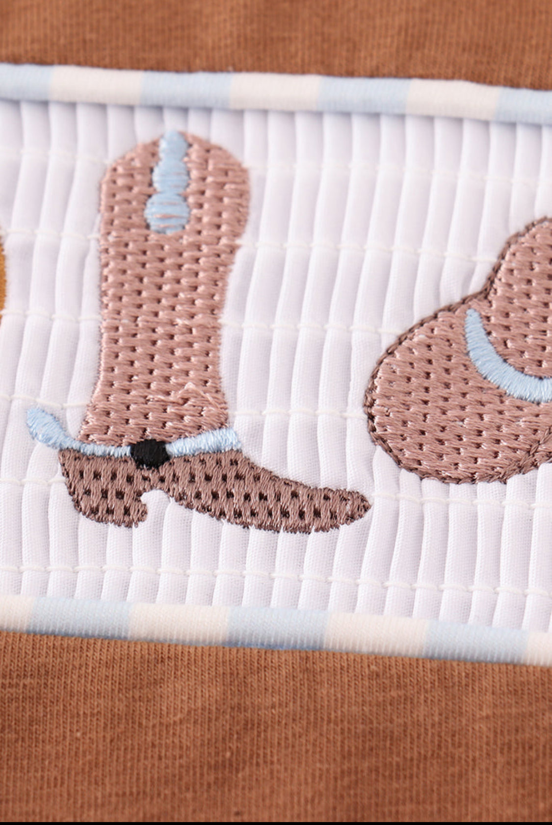 Brown Dot Smocked Western Embroidery Boy’s Top