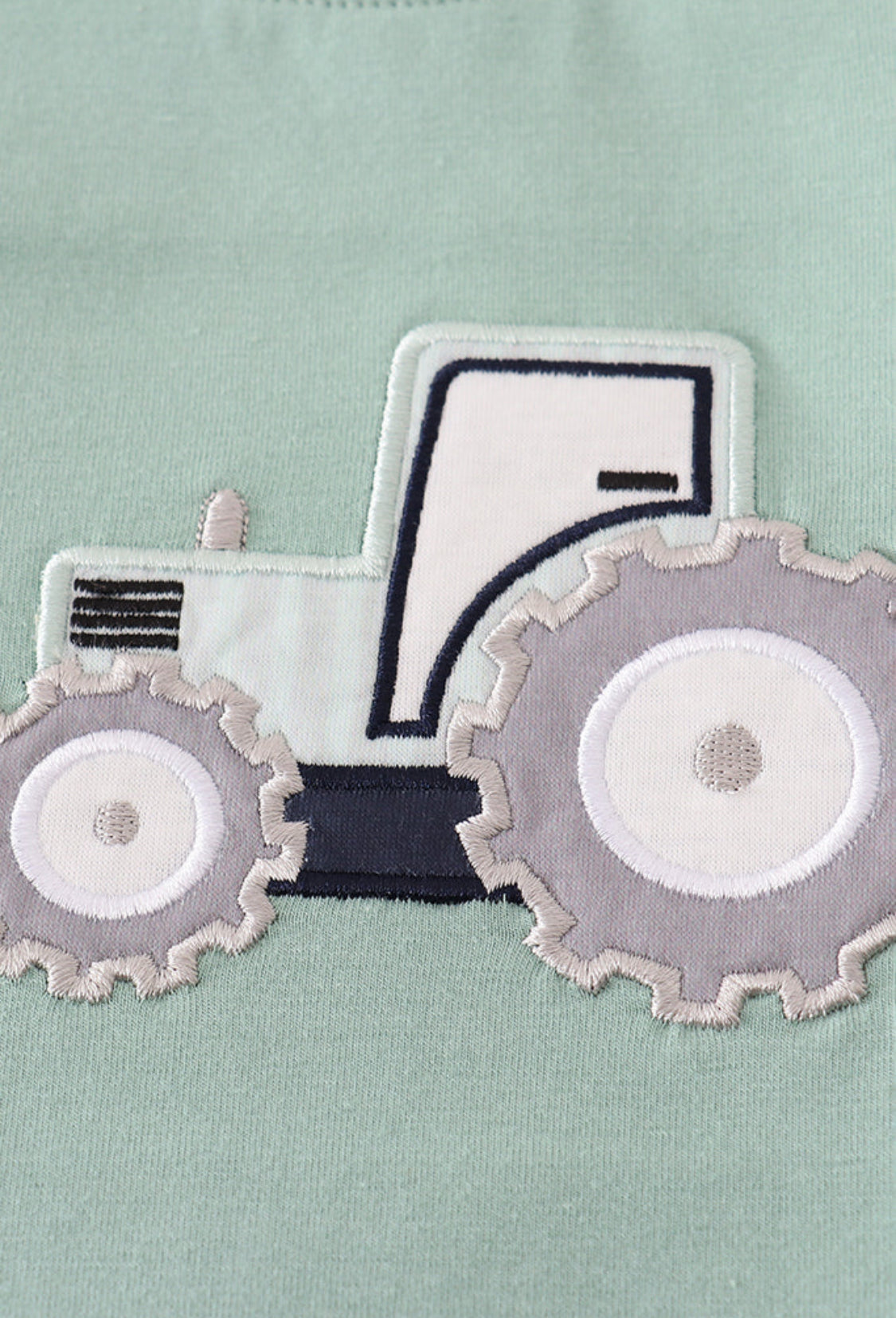 Blue Excavator Appliqué Boy’s Romper