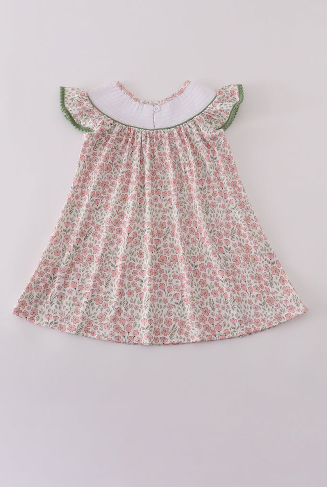Pink Pumpkin Smocked Floral Ruffle Dress