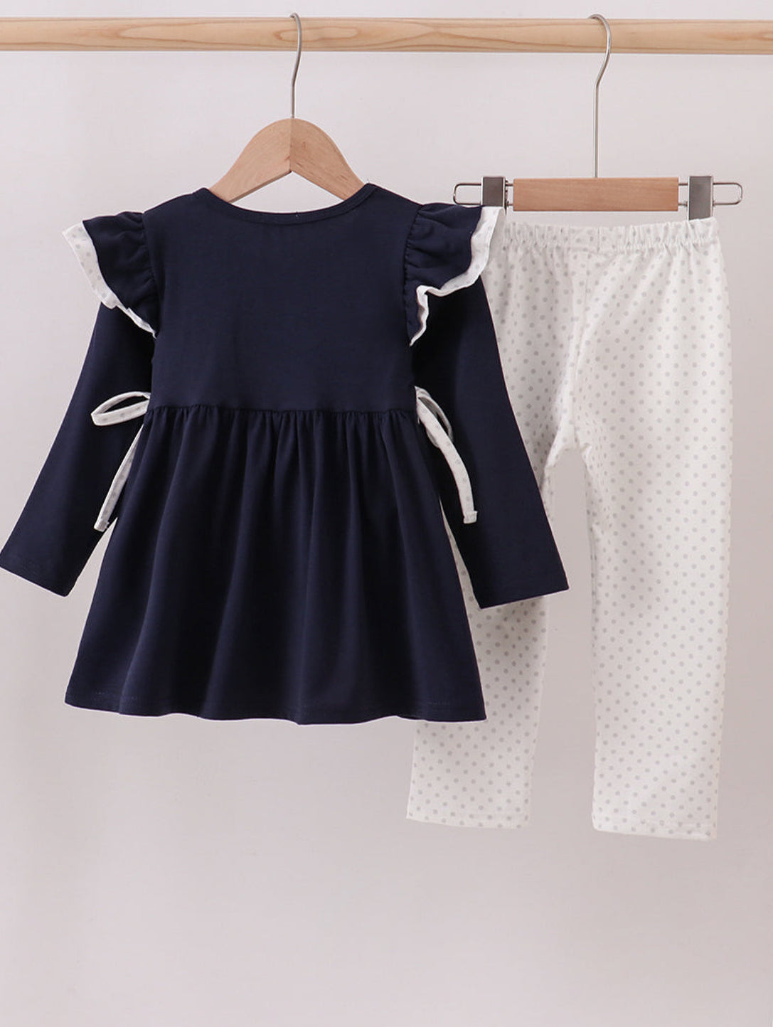 Navy Christmas Santa Claus Embroidery Girl’s Pants Set