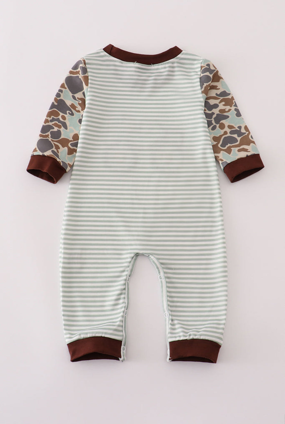 Camouflage Truck Pumpkin Appliqué Stripe Boy’s Romper