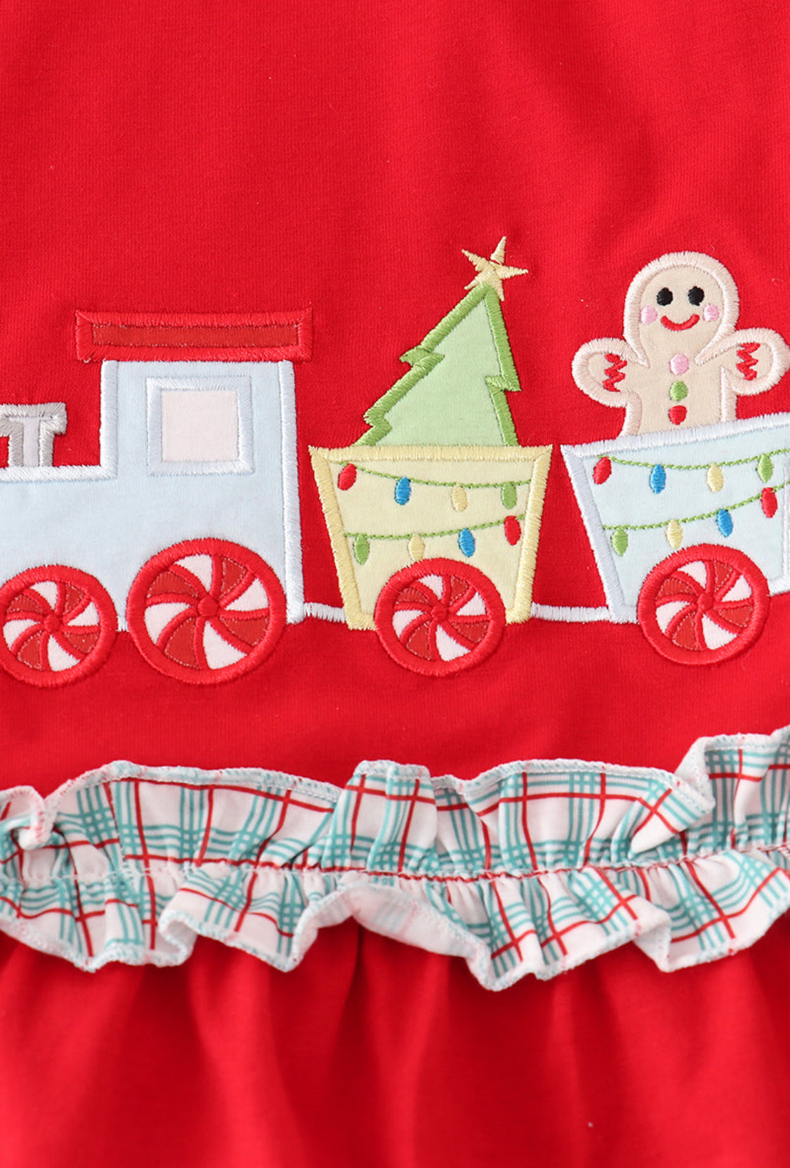 Red Gingerbread Appliqué Ruffle Girl’s Pants Set