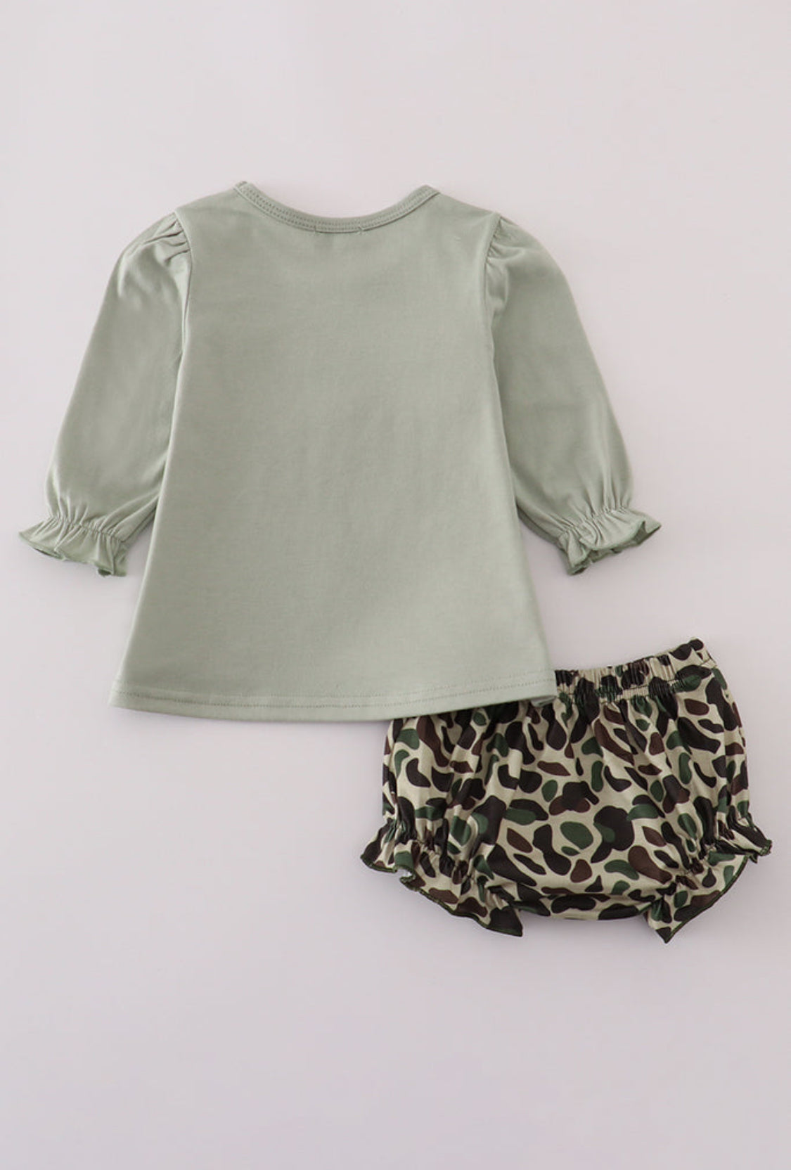 Sage Camouflage Turkey Applique Girl’s Bloomer Set