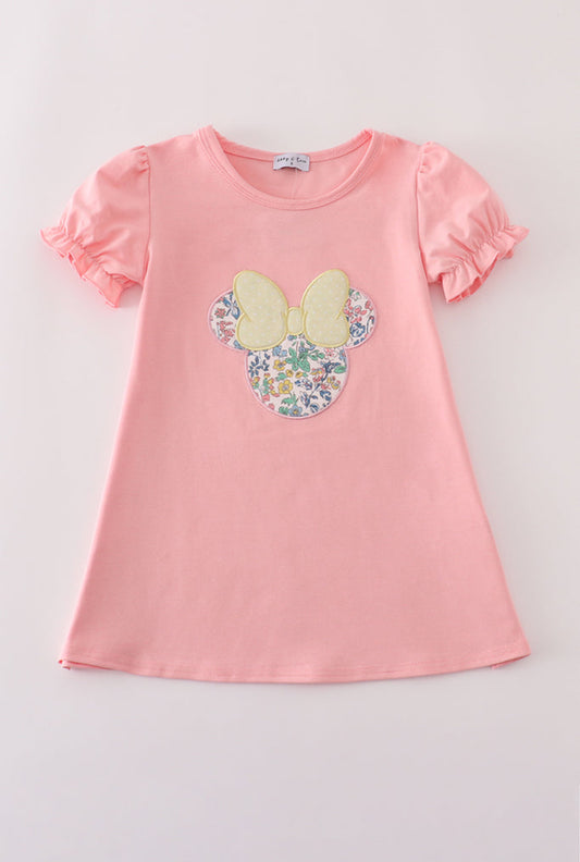 Pink Floral Character Appliqué Dress