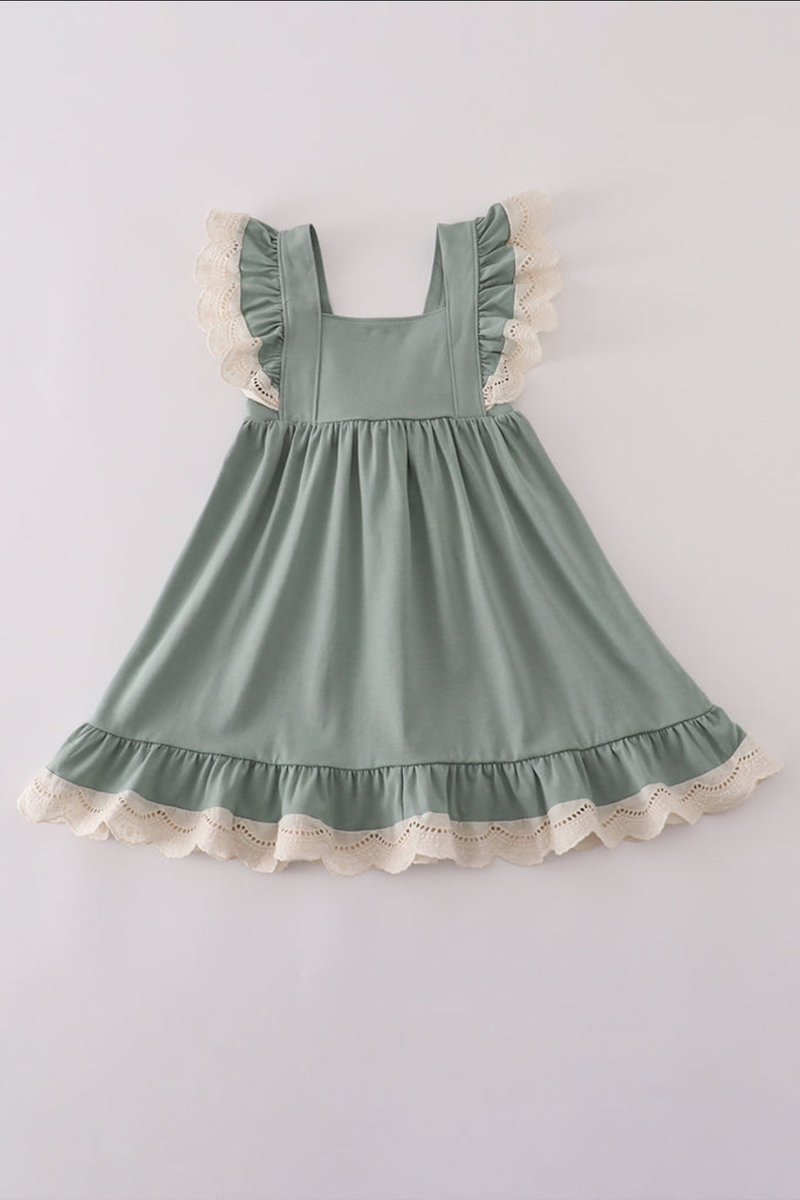 Sage Lace Ruffle Girl’s Dress