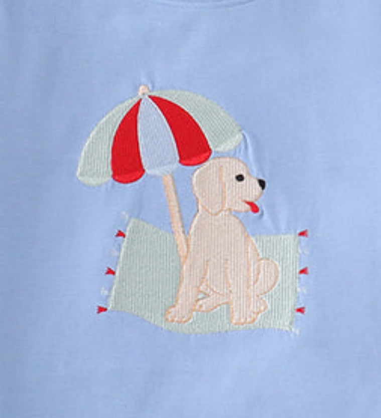 Blue Beach Puppy Embroidery Boy’s Set