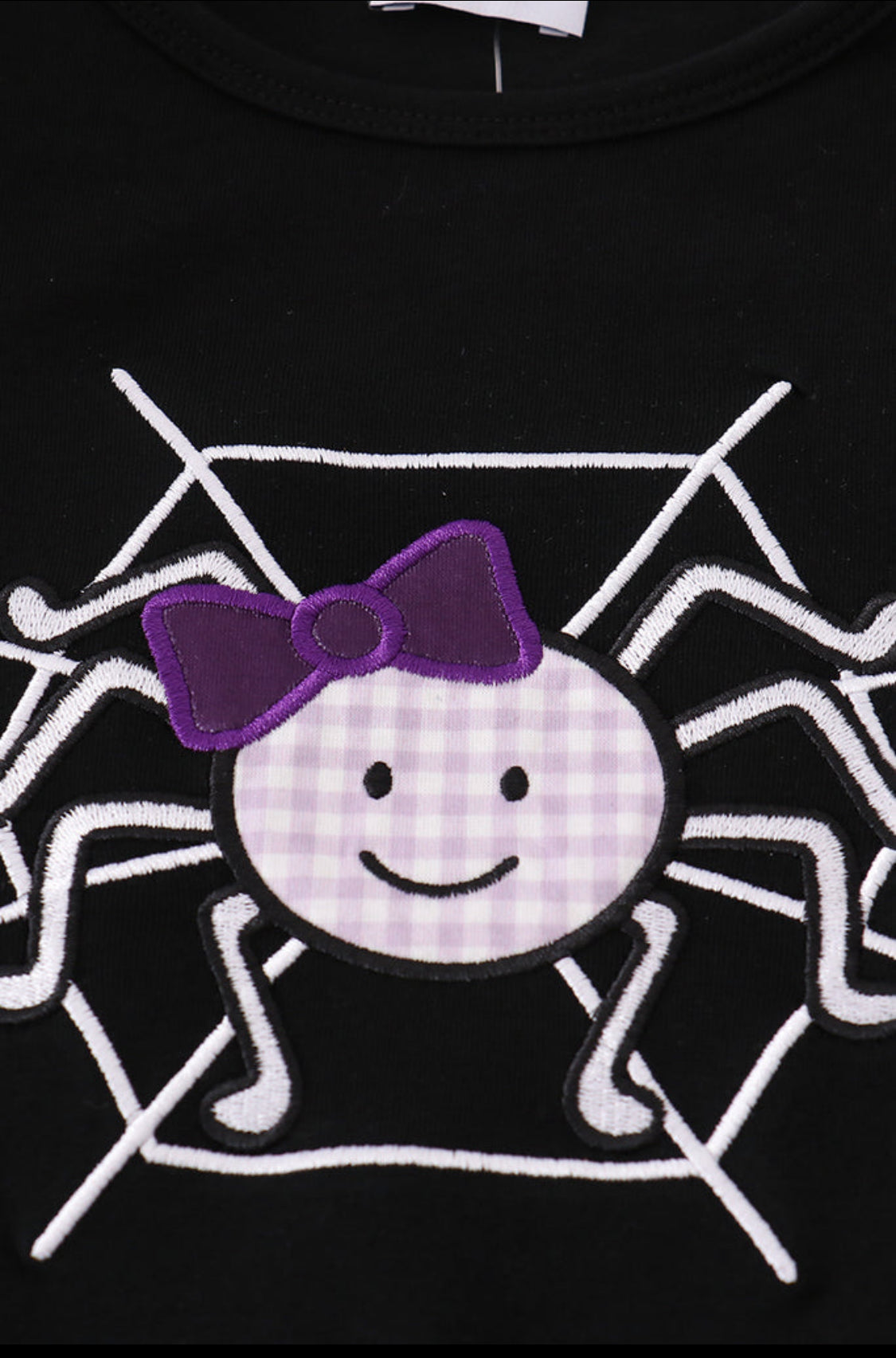 Purple Halloween Spider Embroidery Girl’s Pants Set