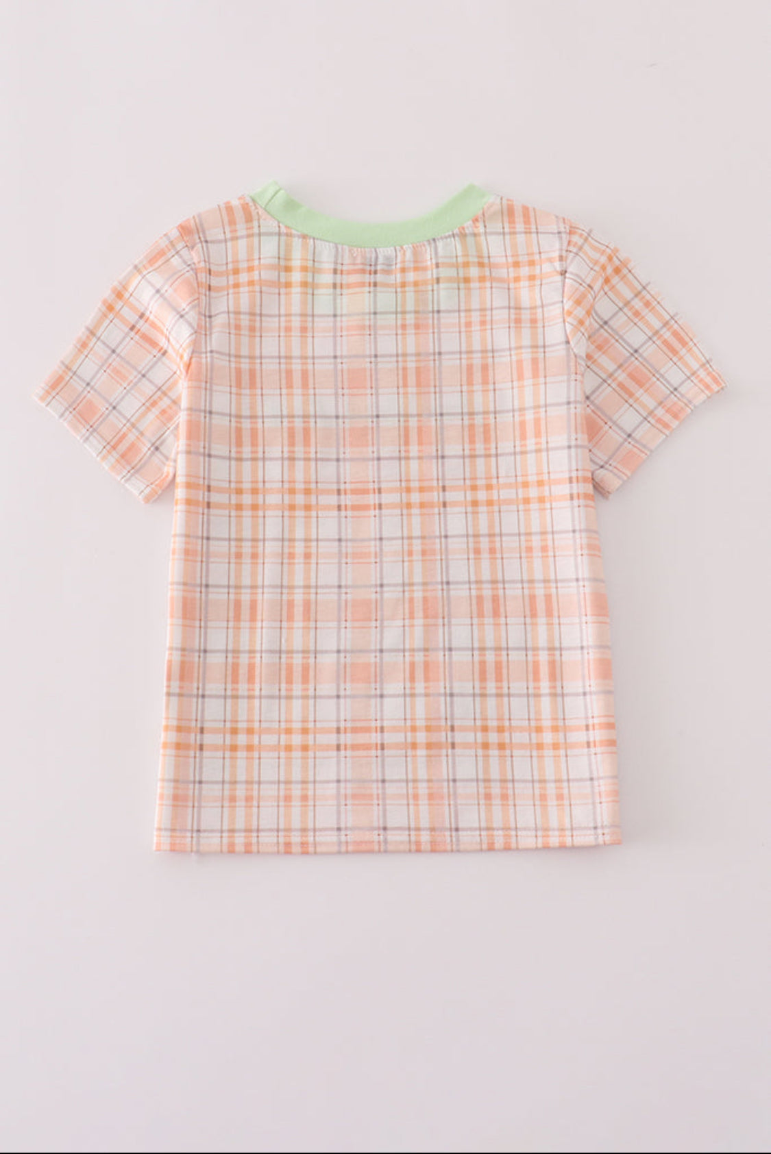 Orange Pumpkin Embroidery Plaid Boy Top