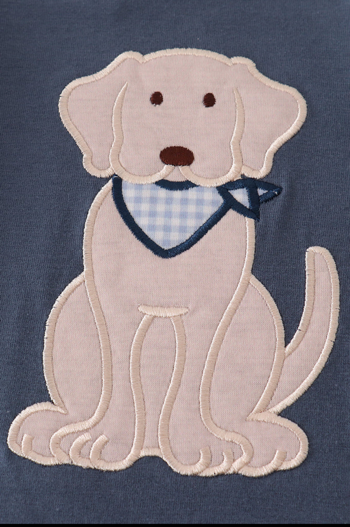 Navy Puppy Appliqué Boy’s Romper