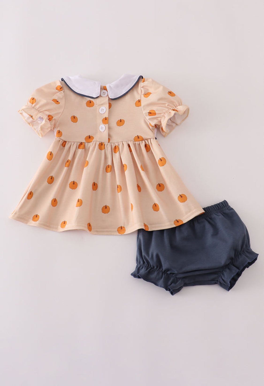 Khaki Embroidery Girl’s Smocked Bloomer Set