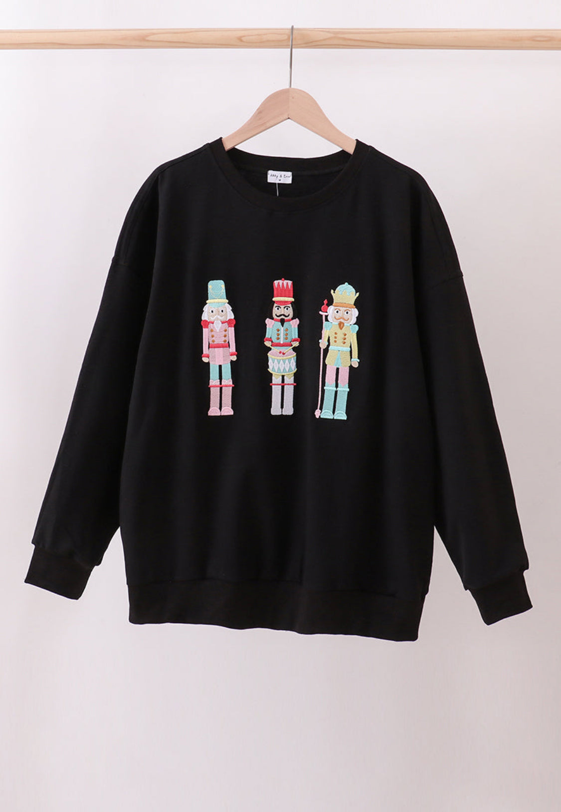 Mom & Me Black Nutcracker Embroidery Top