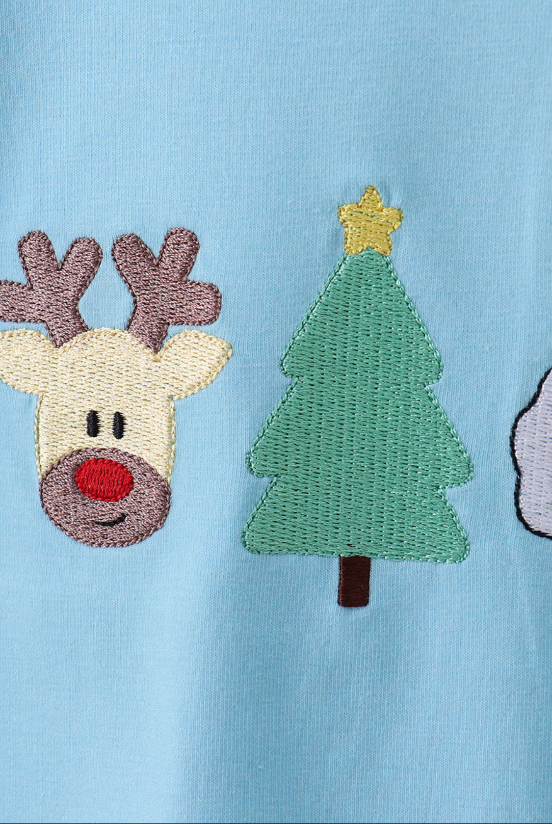 Blue Deer Tree Santa Embroidery Boy’s Pants Set